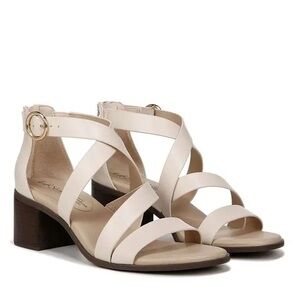 LifeStride Heritage Strappy Block Heel Dress Sandals Women's Sandals Cream Wide